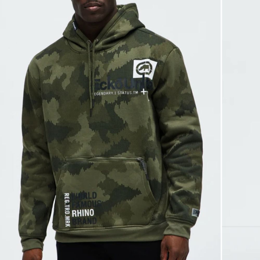 Ecko Unlimited Y2K Olive Green Camo Hoodie - H